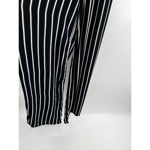 FAITHFULL THE BRAND Navy Blue White Striped Deep V-Neck Wide Leg Jumpsuit Medium - Picture 8 of 11